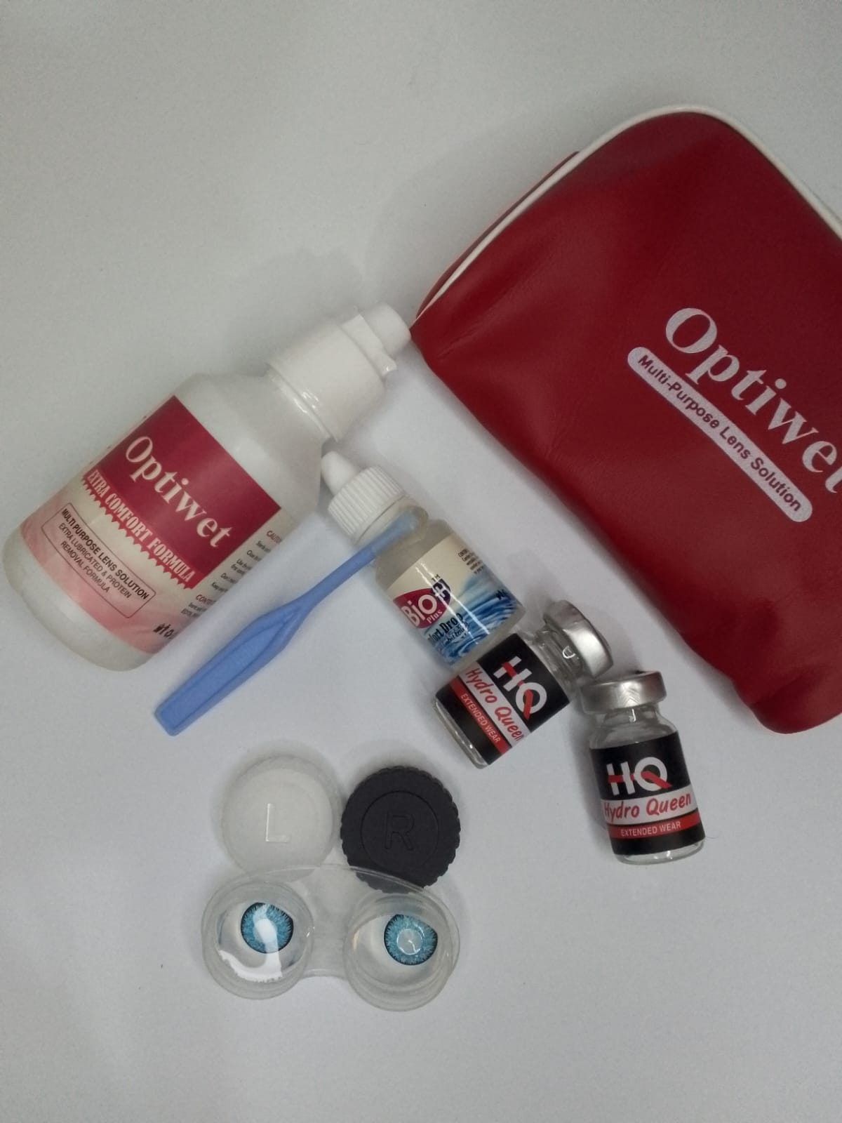 Optiwet Lens Solution & Magic Ice Blue Contact Lens Kit